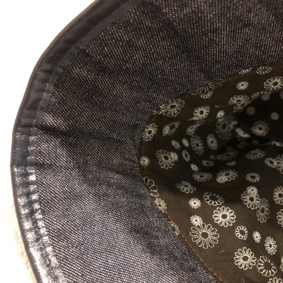 NWOT - Black Denim Bucket Hat with Blue Silk Flower Adornment - Picture 14 of 16